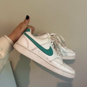 Nike White and Teal Sneakers